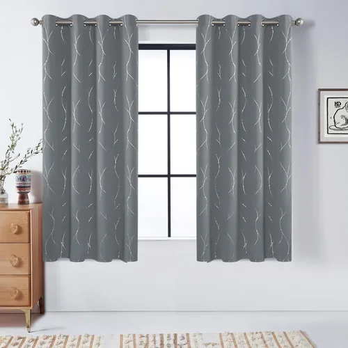 Vista 29 de BUHUA - Paneles de cortinas opacas para sala de estar, cortinas grises con aislamiento térmico, cortinas de ventana para dormitorio - 72 pulgadas