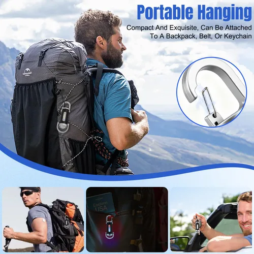Vista 5 de 2 piezas de linterna portátil recargable brillante para llavero, linterna de 1200 lúmenes impermeable mini EDC llaveros compactos, linterna
