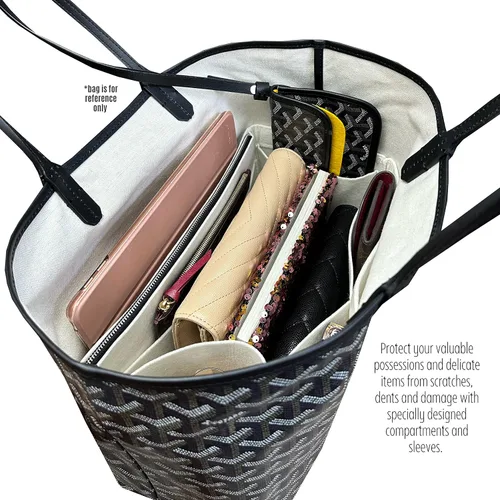Vista 7 de St Louis PM - Organizador de bolsas St Louis GM Tote Bag Inserto hecho a mano 0.118 in Lana Premium Fieltro Snug Robusta Cremallera plateada