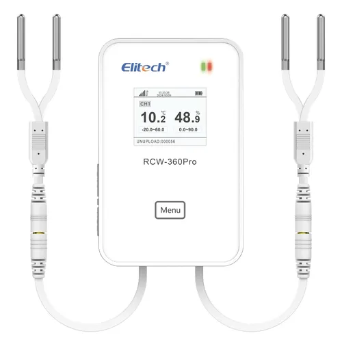 Vista 7 de Elitech Sonda de temperatura dual para RCW-360Pro, -40°F a 176°F, sensor digital de detección automática de cable de 16.4 pies con certificado
