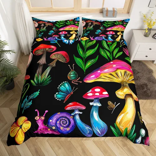 Vista 9 de Juego de ropa de cama con diseño de libélula para mujer, diseño de libélulas color azul y morado, tamaño individual, para niños y niñas, juego