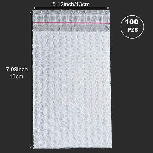 Vista 2 de 100 bolsas de burbujas transparentes autosellantes, 5 x 7 pulgadas, bolsas de plástico de burbujas para embalaje, envío, almacenamiento