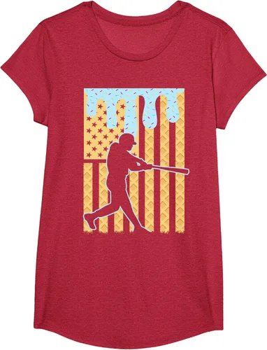 Vista 47 de Camiseta de béisbol Drip Boys Dripping Ice Cream Baseball American Flag, Negro -, Pequeña