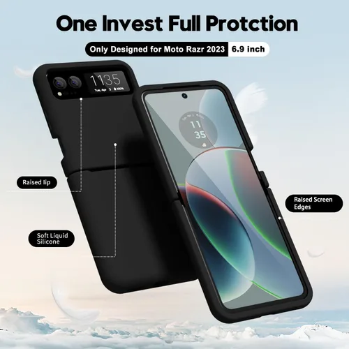 Vista 3 de oakxco Funda para teléfono Motorola Moto Razr 2023 de silicona líquida, gel de goma suave con agarre delgado y lindo para mujeres y hombres, funda