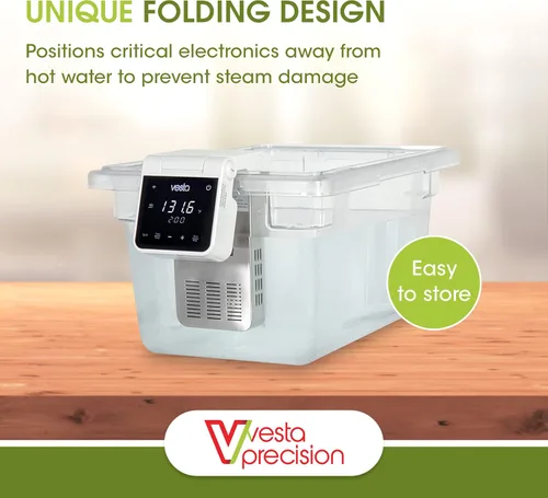 Vista 3 de Vesta Precision Cocina Sous Vide, capacidad de 30 L, control de aplicación WiFi Large Display Screen,Foldable Design, IPX7 Waterproof, High