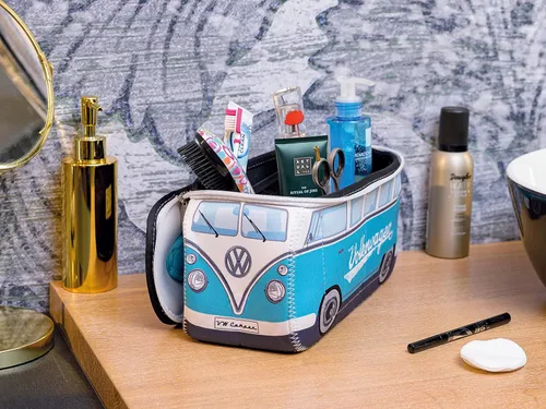 Vista 4 de BRISA VW Collection Volkswagen - Bolsa universal de neopreno para maquillaje, cosméticos, artículos de tocador para farmacia de viaje, en diseño