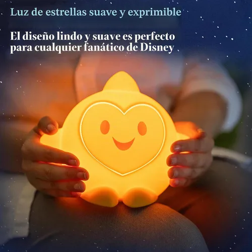 Vista 3 de Disney Wish Squishy Light, luz nocturna para niños, lámpara USB, funciona con pilas, regulable, luz de estrella ideal para dormitorio, sala