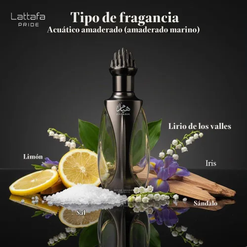 Vista 6 de Lattafa Niche Emarati Hayaam – Marine, Citrus, Floral, Woody – Perfume de larga duración para todos, 3.4 onzas / 100 ml