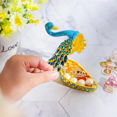 Vista 7 de YU FENG Caja de joyería de animales de cisne azul 2pcs