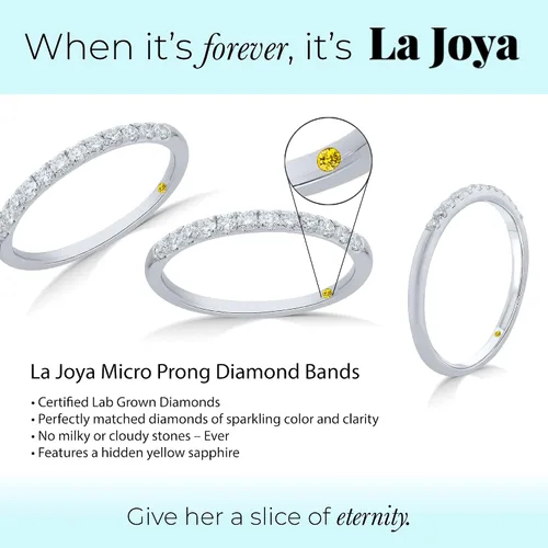Vista 3 de La Joya 110 - 12 CT TW Certified Lab Grown Diamond Bands for Women - 10k White Gold Yellow Gold and Rose Gold Anniversary Bands Promise Rings