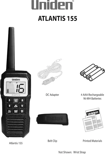 Vista 4 de Uniden Atlantis 155 - Radio marina VHF bidireccional portátil, flotante IPX8 sumergible impermeable, pantalla de doble color, todos los canales