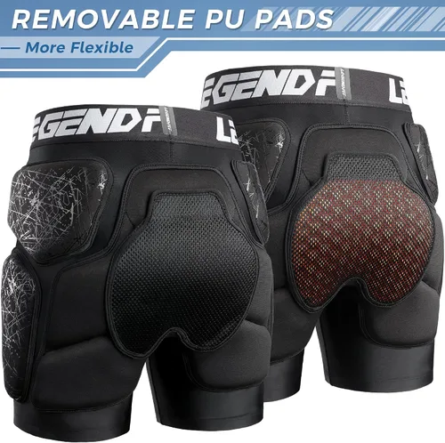 Vista 4 de Pantalones cortos protectores acolchados para snowboard, esquí, patinaje sobre hielo, patineta, cadera, glúteos, coxis, protección para hombres