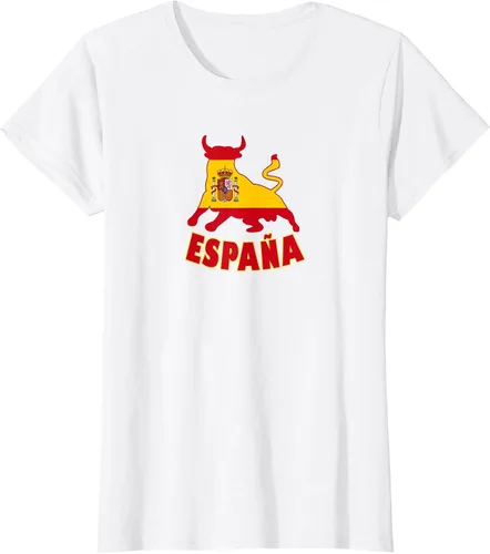Vista 35 de Spain Espana with Bull and National Flag/Present T-Shirt Asphalt Grey