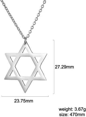 Vista 6 de EUEAVAN Collar con dije de estrella de David para mujer, con dije hexagonal, amuleto, simbólico, judío, Israel, religioso, David, joyería de regalo