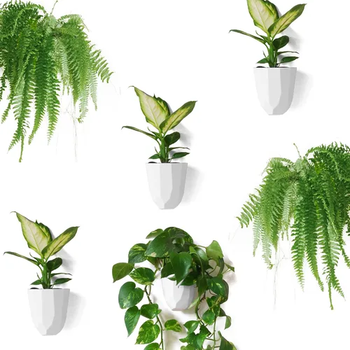 Vista 8 de Make Good Virgo - Macetas de pared (geométricas, juego de 3) - Fácil de instalar y regar - Ligero - Diseña tu propio jardín vertical - Plástico