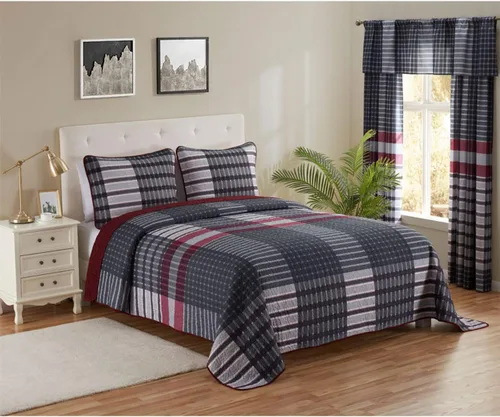 Vista 12 de Legacy Decor Colcha reversible de 3 piezas, diseño de retazos azules y blancos, microfibra ultra suave, tamaño individual