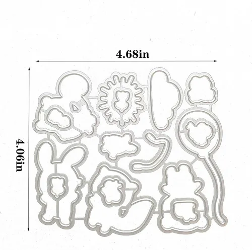 Vista 2 de Juego de sellos y troqueles transparentes de conejo ardilla para hacer tarjetas, plantillas cortadas para álbumes de recortes, álbum de fotos, papel