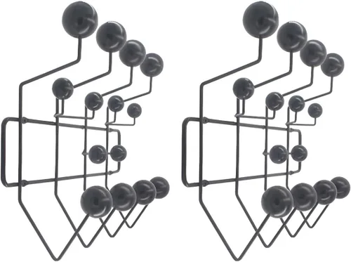 Vista 7 de Industrial Hooks Punch-Free Metal Wall-Mounted Coat Rack with Wood Ball Decoration Iron Coat Rack with Solid Wood Ball Wall Coat Hook Metal Simple