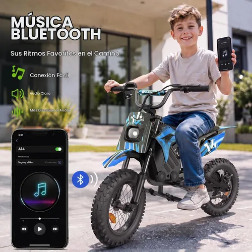 Vista 4 de isinwheel Bicicleta de cross eléctrica A14 de 36 V, 500 W, para niños de 5 Azul oscuro (500W)