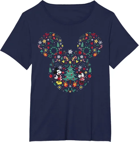 Vista 13 de Disney Mickey y Minnie Mashup Navideño Camiseta de Manga Corta Negro