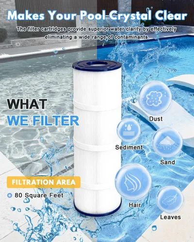 Vista 5 de Cartuchos de filtro de piscina CCP320 de 320 pies cuadrados, compatibles con PCC80, PCC80-PAK4, C-7470, FC-1976, 178580, R173573, 817-0081, 4 x 80