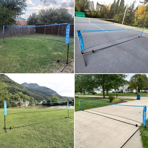 Vista 2 de All-in-one Portable Badminton & Pickleball Net Set for Backyard Beach Driveway with Height Adjustable Poles, Durable Net, 2 Aluminum Badminton