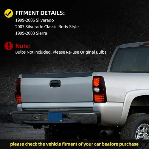 Vista 7 de DWVO Luces Traseras LED Conjunto de Luces Traseras Compatible con 1999 2000 2001 2002 2003 2004 2005 2006 Chevy Silverado / Estilo de Cuerpo 2007