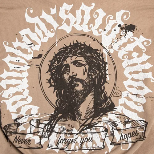 Vista 5 de Men's Jesus Disciple Print - Sundays Off Edition Hoodies Casual Oversized Vintage Sweatshirts Khaki