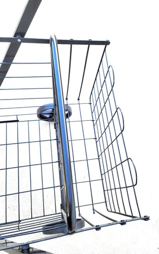 Vista 5 de Carrito de compras plegable Jumbo de alta resistencia, con cesta doble y ruedas giratorias de 360°