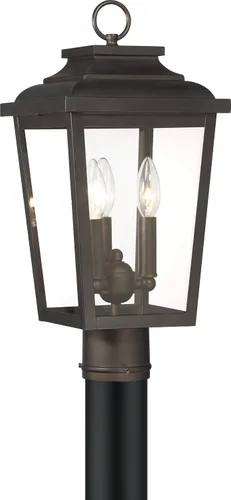 Vista 4 de THE GREAT OUTDOORS Irvington Manor - Soporte de poste LED en bronce Chelesa y vidrio sembrado