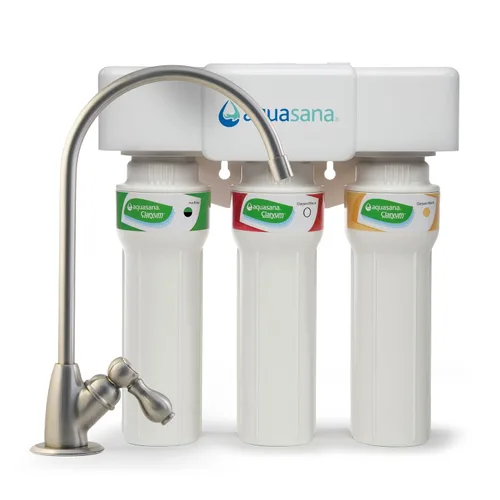 Vista 2 de Aquasana Sistema de filtro de agua Claryum de flujo máximo de 3 etapas para debajo del fregadero, filtración de claryum para encimera de cocina