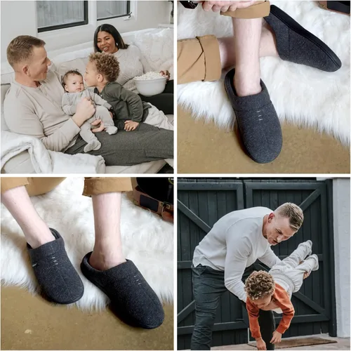 Vista 3 de isotoner Pantuflas Preston Heather Knit sin cordones con capucha para hombre