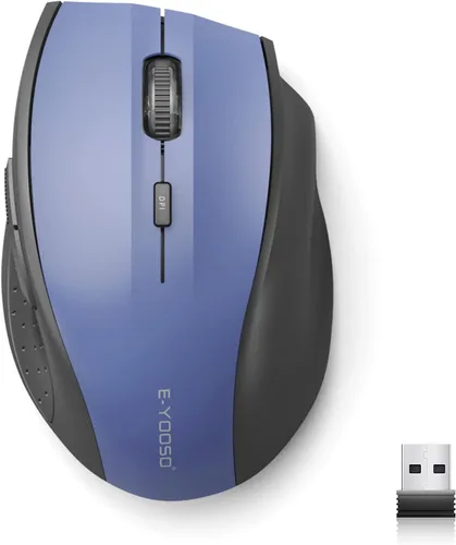 Vista 12 de E-YOOSO - Ratón inalámbrico Bluetooth para portátil, ratón óptico portátil para computadora, 6 botones, inalámbrico 2.4GHz con receptor USB, 4800