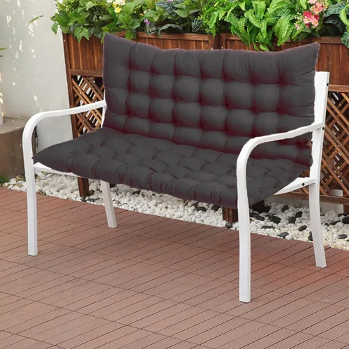 Vista 5 de Cojines de banco para columpio con respaldo, almohadillas de banco para muebles de exterior, con lazos, antideslizantes, rellenos de 2-3 plazas Negro