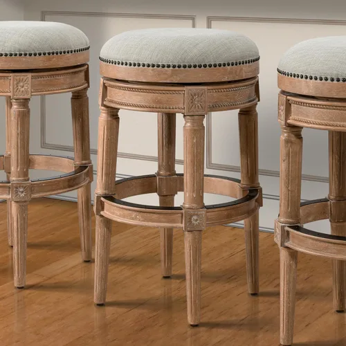 Vista 17 de New Ridge Home Goods Chapman Taburete giratorio de 26 pulgadas de altura de mostrador sin respaldo en nogal