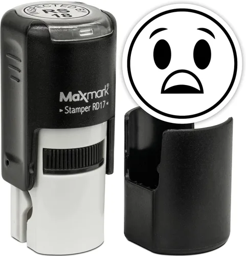 Vista 73 de MaxMark Sello de Emoji Autoentintado Redondo - Enojada - Tinta Negra