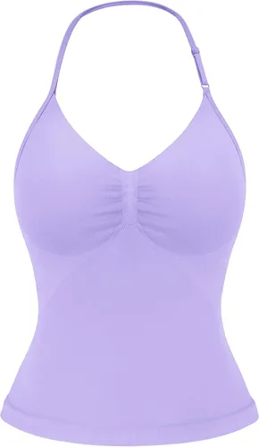 Vista 8 de YEOREO SoftHue Impact Longline Top de Tirantes para Mujer Camiseta sin Mangas Halter para Ejercicio sin Espalda Gimnasio Longline con Correa