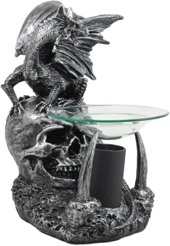 Vista 4 de Ebros - Osario gótico de dientes de sable, calavera, cementerio, dragón, quemador de aceite eléctrico o calentador de tartas, estatua decorativa