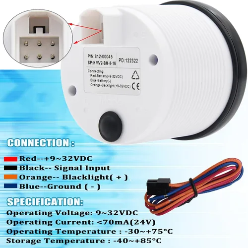 Vista 9 de Geloo Medidor de Voltaje Marino de 52 mm 8-16 Voltímetro de Voltaje para Barco y Coche Juego de Indicadores de Voltaje con Retroiluminación de 7