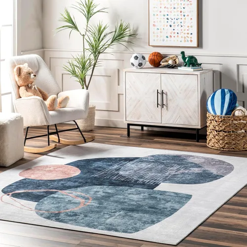 Vista 13 de nuLOOM SpinClean - Alfombra de área lavable a máquina y resistente a las manchas de perfil bajo para sala de estar, dormitorio y comedor, multicolor