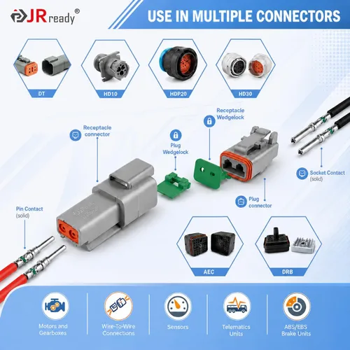 Vista 6 de JRready DW5007-02 - Kit de conectores Deutsch, conectores eléctricos automotrices DT de 2, 3, 4, 6, 8 y 12 pines, herramienta de crimpado Deutsch