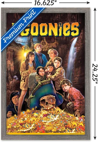 Vista 3 de Trends International The Goonies - Póster de pared de una hoja, 14.725 x 22.375 pulgadas, versión con marco de madera tipo granero Versión enmarcada