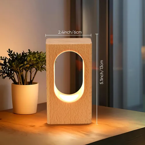 Vista 5 de LONRISWAY Lámpara de escritorio LED de madera, luz nocturna de noche de noche, iluminación LED regulable, lámpara de mesa creativa para decoración