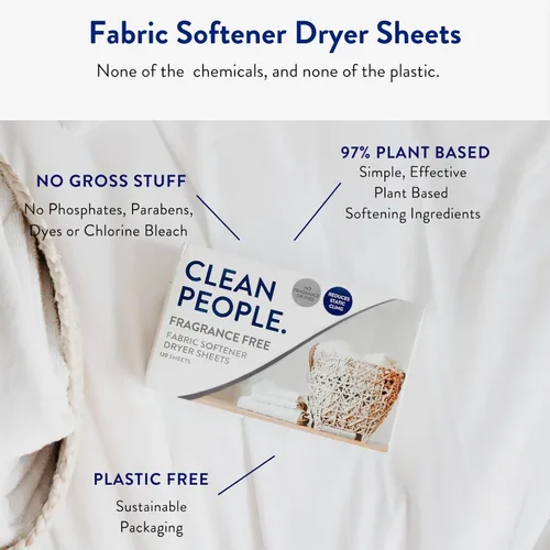 Vista 6 de The Clean People Hojas suavizantes de tela, hojas de secadora, suavizan y eliminan la adherencia estática, suavizante vegano para ropa, aceites