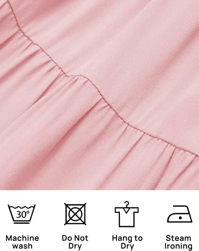 Vista 8 de ZESICA Vestido corto de verano para mujer, con tirantes delgados, sin mangas, cuello cuadrado, volantes, acampanado, con vuelo