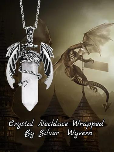 Vista 16 de Collar de dragón – Colgante hexagonal de plata envuelto en cristal con cristal natural – Joyería genial para hombres y mujeres