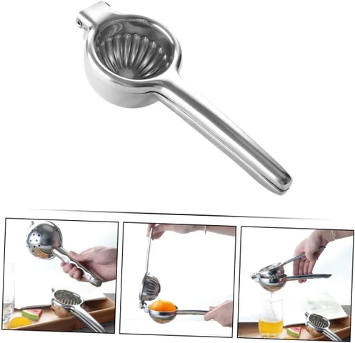 Vista 3 de Exprimidor manual de limón de acero inoxidable, exprimidor de frutas, prensa de cítricos de mano, fácil de usar para el hogar, cocina, bar