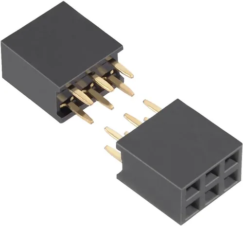 Vista 3 de uxcell 50 unids 0.100 in paso 2x3-pin doble fila recto conector hembra pin header tira PCB placa socket