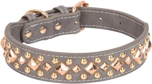 Vista 7 de Serijoars Collar para perro con tachuelas, de piel sintética suave con clavos de hongos, ajustable, para cachorros (XS, Negro)
