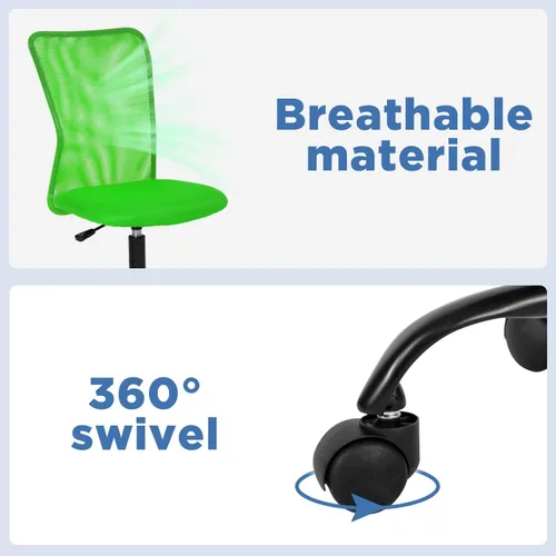 Vista 5 de Silla de oficina en casa de malla sin brazos, ergonómica, ejecutiva, ajustable, respaldo medio para mujer, pequeño, moderno, giratorio, escritorio